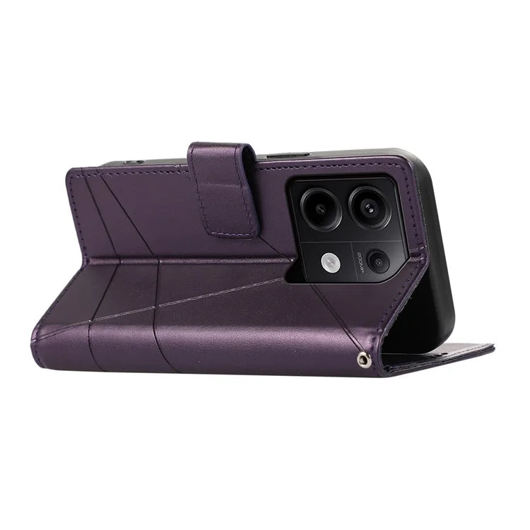 DF-06 For Xiaomi Redmi Note 13 Pro 5G / Poco X6 5G Leather Case Line Imprinted Wallet Cover