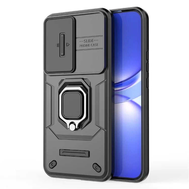 For Huawei nova 12 5G Case with Camera Slider PC + TPU Back Cover Ring Kickstand