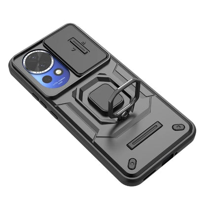 For Huawei nova 12 5G Case with Camera Slider PC + TPU Back Cover Ring Kickstand