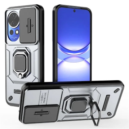 For Huawei nova 12 5G Case with Camera Slider PC + TPU Back Cover Ring Kickstand