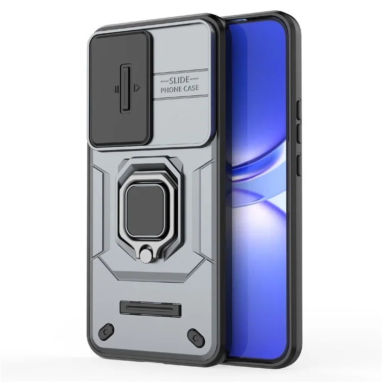 For Huawei nova 12 5G Case with Camera Slider PC + TPU Back Cover Ring Kickstand