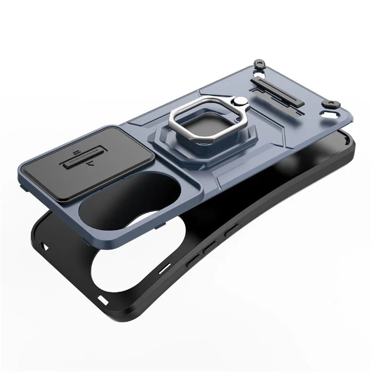 For Huawei nova 12 5G Case with Camera Slider PC + TPU Back Cover Ring Kickstand