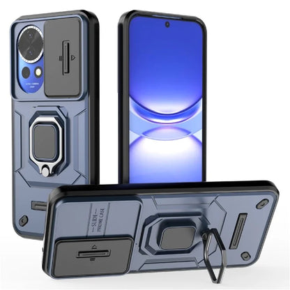 For Huawei nova 12 5G Case with Camera Slider PC + TPU Back Cover Ring Kickstand