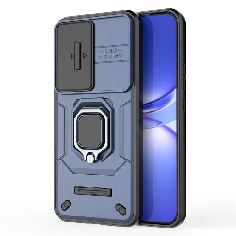 For Huawei nova 12 5G Case with Camera Slider PC + TPU Back Cover Ring Kickstand