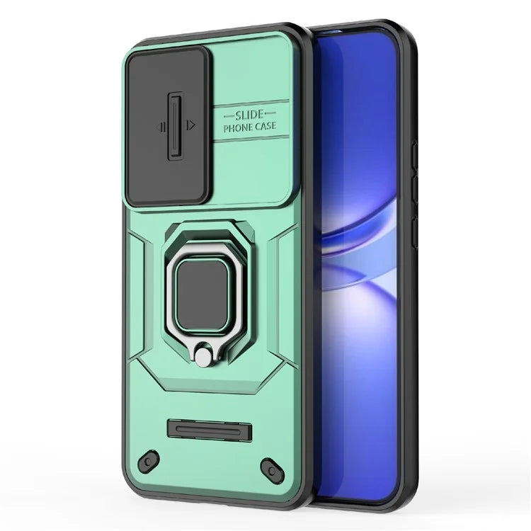 For Huawei nova 12 5G Case with Camera Slider PC + TPU Back Cover Ring Kickstand