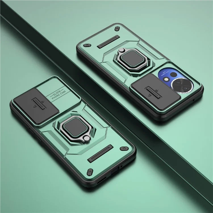 For Huawei nova 12 5G Case with Camera Slider PC + TPU Back Cover Ring Kickstand