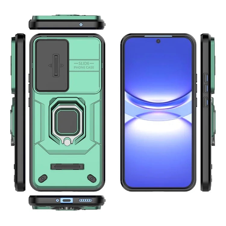 For Huawei nova 12 5G Case with Camera Slider PC + TPU Back Cover Ring Kickstand