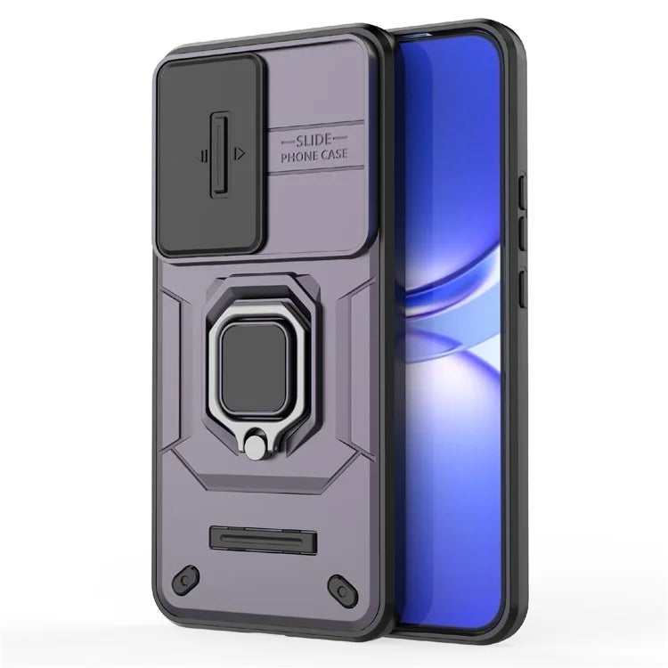 For Huawei nova 12 5G Case with Camera Slider PC + TPU Back Cover Ring Kickstand
