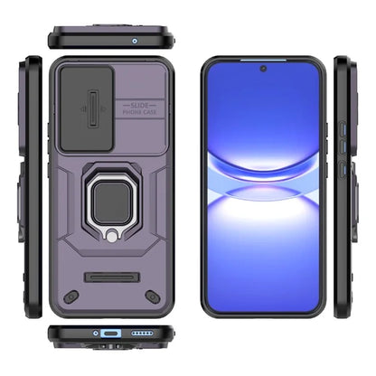 For Huawei nova 12 5G Case with Camera Slider PC + TPU Back Cover Ring Kickstand