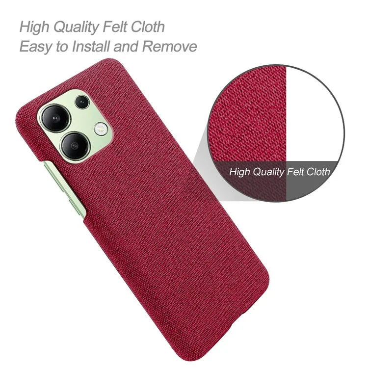 For Xiaomi Redmi Note 13 4G Phone Case Hard PC+Cloth Anti-slip Cover