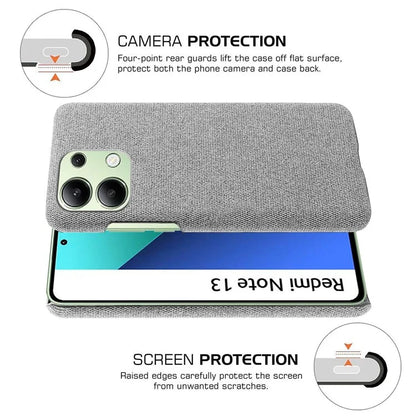 For Xiaomi Redmi Note 13 4G Phone Case Hard PC+Cloth Anti-slip Cover