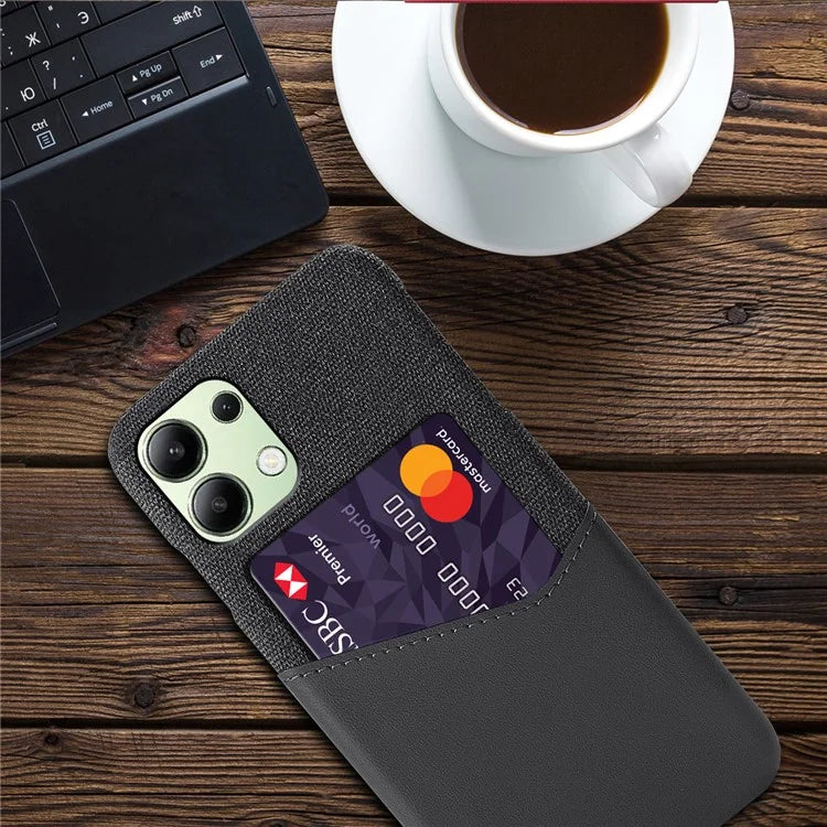 For Xiaomi Redmi Note 13 4G Phone Case PU Leather+PC Cover with Card Holder Slot