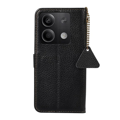 For Xiaomi Redmi Note 13 5G Phone Case RFID Blocking Genuine Cow Leather Flip Cover