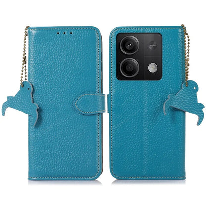 For Xiaomi Redmi Note 13 5G Phone Case RFID Blocking Genuine Cow Leather Flip Cover