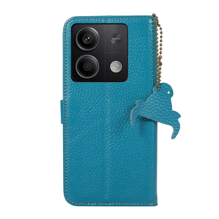 For Xiaomi Redmi Note 13 5G Phone Case RFID Blocking Genuine Cow Leather Flip Cover