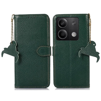 For Xiaomi Redmi Note 13 5G Phone Case RFID Blocking Genuine Cow Leather Flip Cover