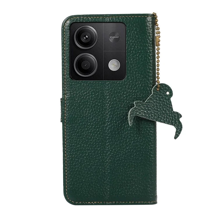 For Xiaomi Redmi Note 13 5G Phone Case RFID Blocking Genuine Cow Leather Flip Cover