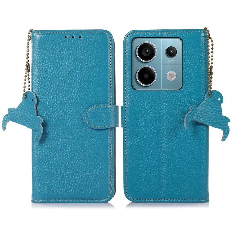 For Xiaomi Redmi Note 13 Pro 5G / Poco X6 5G Phone Case Genuine Cow Leather Cover Card Holder