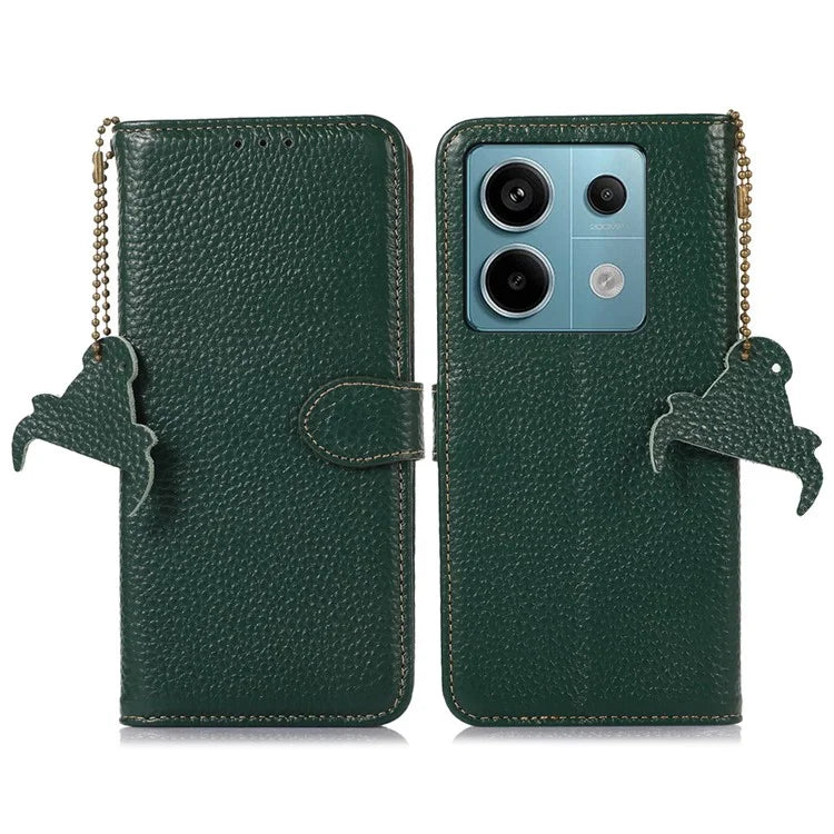 For Xiaomi Redmi Note 13 Pro 5G / Poco X6 5G Phone Case Genuine Cow Leather Cover Card Holder