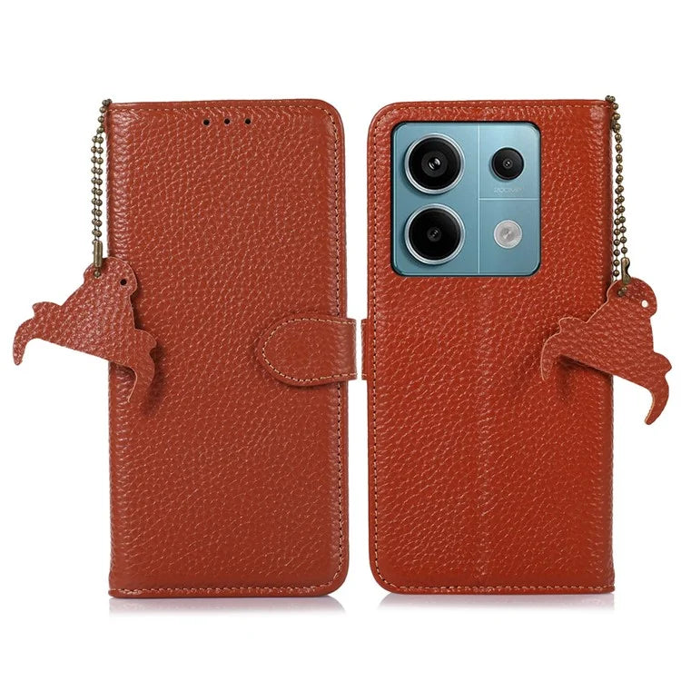 For Xiaomi Redmi Note 13 Pro 5G / Poco X6 5G Phone Case Genuine Cow Leather Cover Card Holder