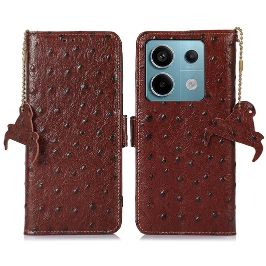 For Xiaomi Redmi Note 13 Pro 5G / Poco X6 5G Case Genuine Cow Leather RFID Blocking Phone Cover