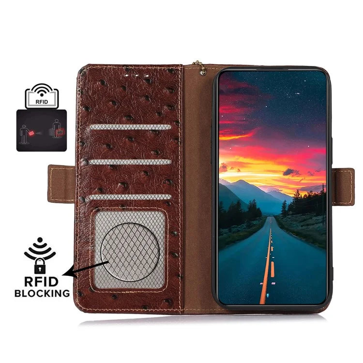 For Xiaomi Redmi Note 13 Pro 5G / Poco X6 5G Case Genuine Cow Leather RFID Blocking Phone Cover