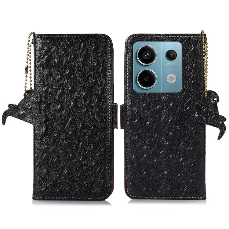 For Xiaomi Redmi Note 13 Pro 5G / Poco X6 5G Case Genuine Cow Leather RFID Blocking Phone Cover