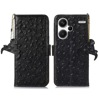 For Xiaomi Redmi Note 13 Pro+ 5G Phone Case Ostrich Texture Genuine Cow Leather Cover