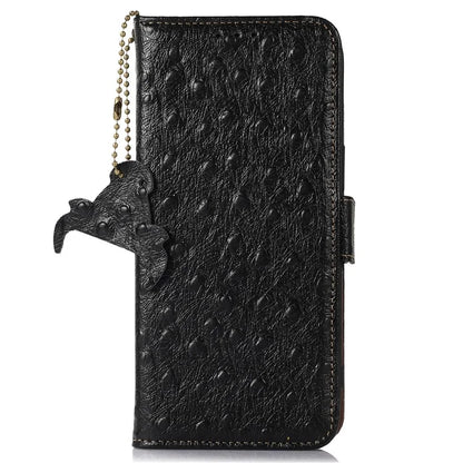 For Xiaomi Redmi Note 13 Pro+ 5G Phone Case Ostrich Texture Genuine Cow Leather Cover