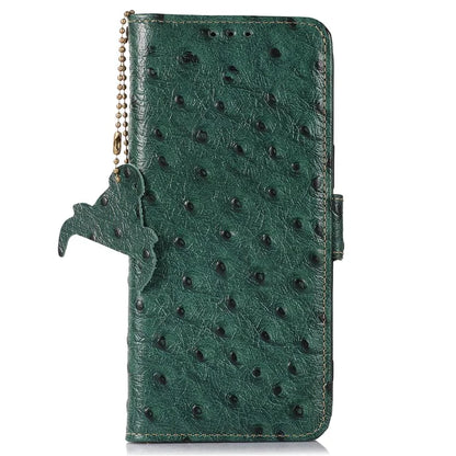 For Xiaomi Redmi Note 13 Pro+ 5G Phone Case Ostrich Texture Genuine Cow Leather Cover