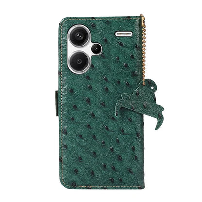For Xiaomi Redmi Note 13 Pro+ 5G Phone Case Ostrich Texture Genuine Cow Leather Cover