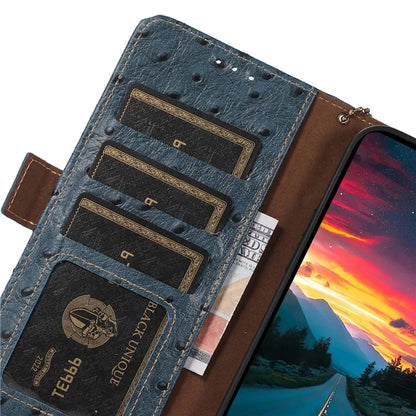 For Xiaomi Redmi Note 13 Pro+ 5G Phone Case Ostrich Texture Genuine Cow Leather Cover