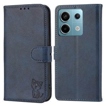 For Xiaomi Redmi Note 13 Pro 5G / Poco X6 5G Leather Case Happy Cat Pattern Folding Stand Phone Cover