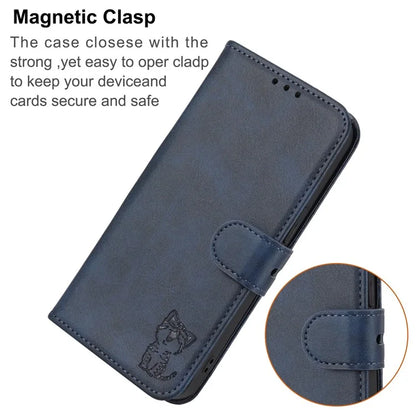 For Xiaomi Redmi Note 13 Pro 5G / Poco X6 5G Leather Case Happy Cat Pattern Folding Stand Phone Cover