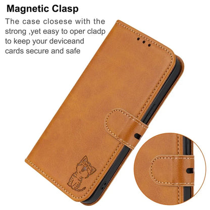 For Xiaomi Redmi Note 13 Pro 5G / Poco X6 5G Leather Case Happy Cat Pattern Folding Stand Phone Cover