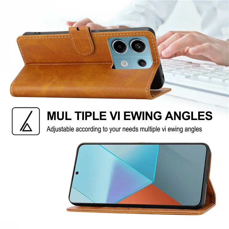 For Xiaomi Redmi Note 13 Pro 5G / Poco X6 5G Leather Case Happy Cat Pattern Folding Stand Phone Cover