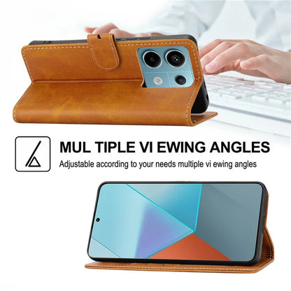 For Xiaomi Redmi Note 13 Pro 5G / Poco X6 5G Leather Case Happy Cat Pattern Folding Stand Phone Cover