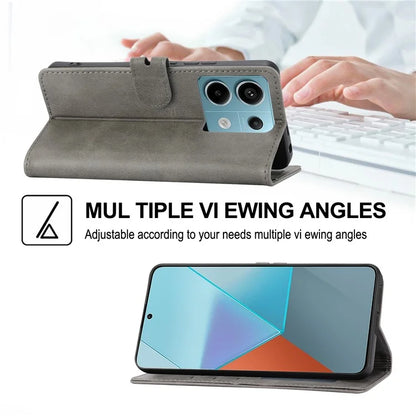 For Xiaomi Redmi Note 13 Pro 5G / Poco X6 5G Leather Case Happy Cat Pattern Folding Stand Phone Cover