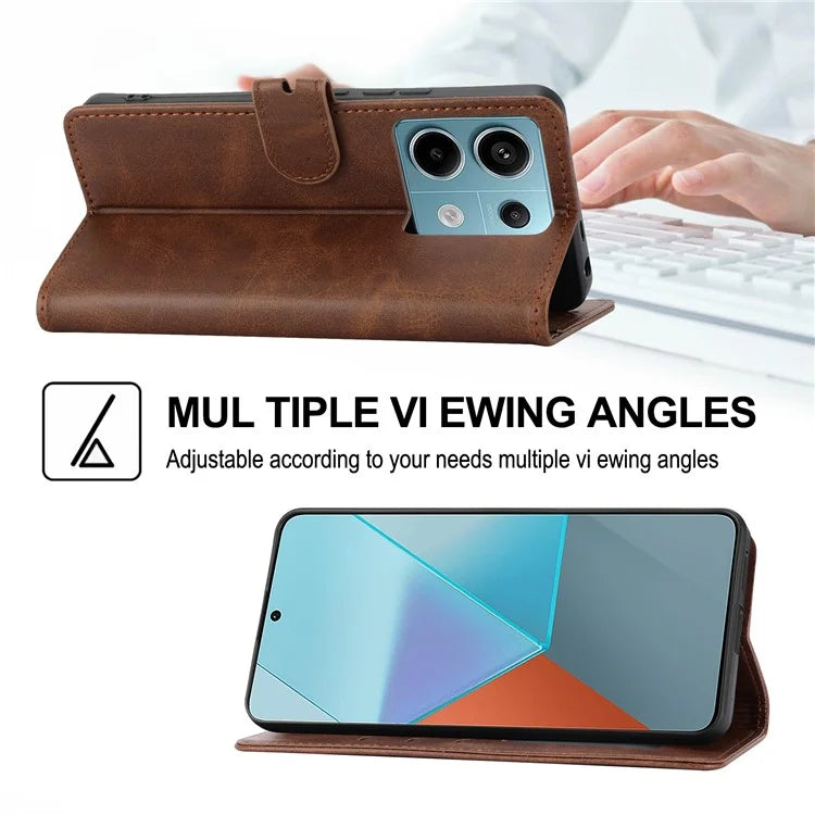 For Xiaomi Redmi Note 13 Pro 5G / Poco X6 5G Leather Case Happy Cat Pattern Folding Stand Phone Cover