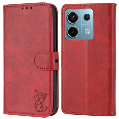 For Xiaomi Redmi Note 13 Pro 5G / Poco X6 5G Leather Case Happy Cat Pattern Folding Stand Phone Cover