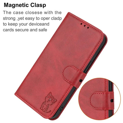 For Xiaomi Redmi Note 13 Pro 5G / Poco X6 5G Leather Case Happy Cat Pattern Folding Stand Phone Cover
