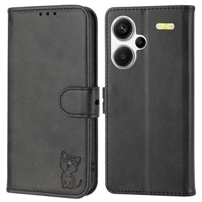 For Xiaomi Redmi Note 13 Pro+ 5G Wallet Case Happy Cat Pattern Shockproof Flip Phone Cover
