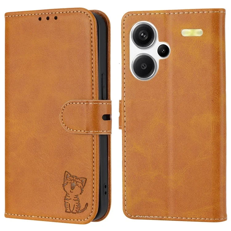 For Xiaomi Redmi Note 13 Pro+ 5G Wallet Case Happy Cat Pattern Shockproof Flip Phone Cover