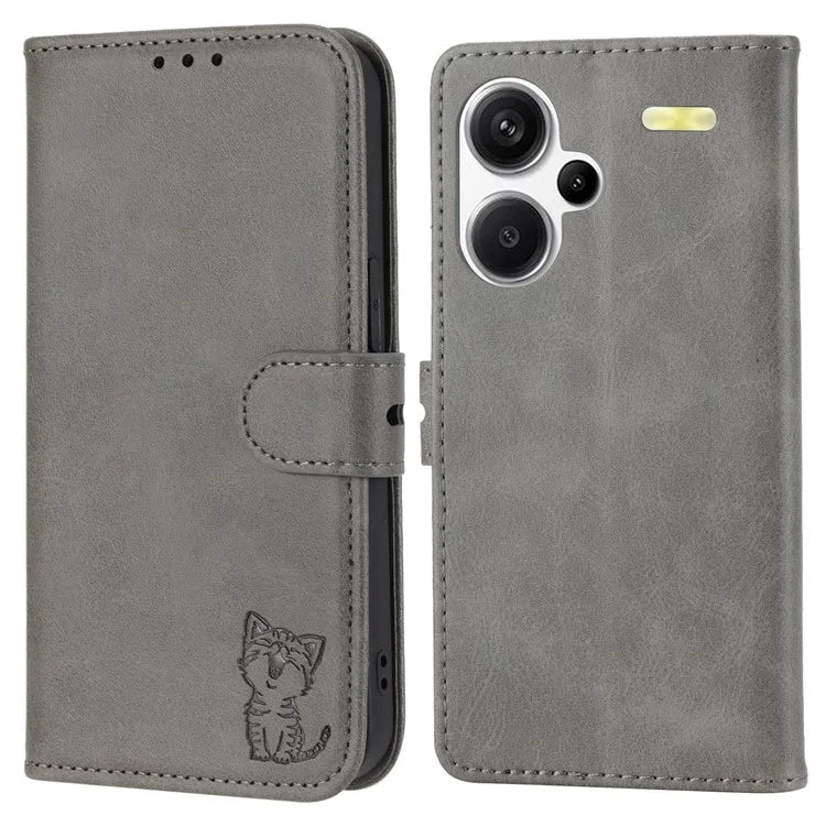 For Xiaomi Redmi Note 13 Pro+ 5G Wallet Case Happy Cat Pattern Shockproof Flip Phone Cover