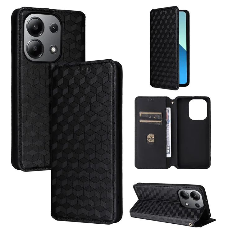For Xiaomi Redmi Note 13 4G Wallet Case Stand Full Protection Leather Rhombus Phone Cover