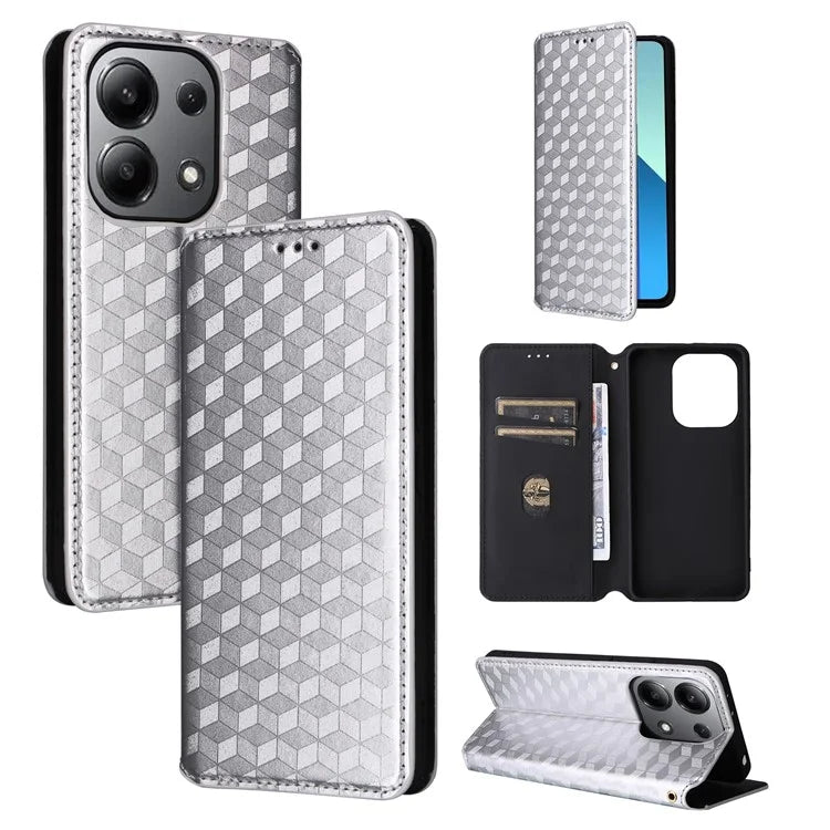 For Xiaomi Redmi Note 13 4G Wallet Case Stand Full Protection Leather Rhombus Phone Cover