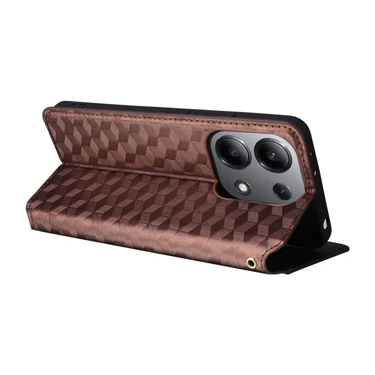 For Xiaomi Redmi Note 13 4G Wallet Case Stand Full Protection Leather Rhombus Phone Cover