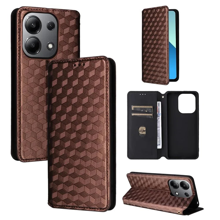 For Xiaomi Redmi Note 13 4G Wallet Case Stand Full Protection Leather Rhombus Phone Cover