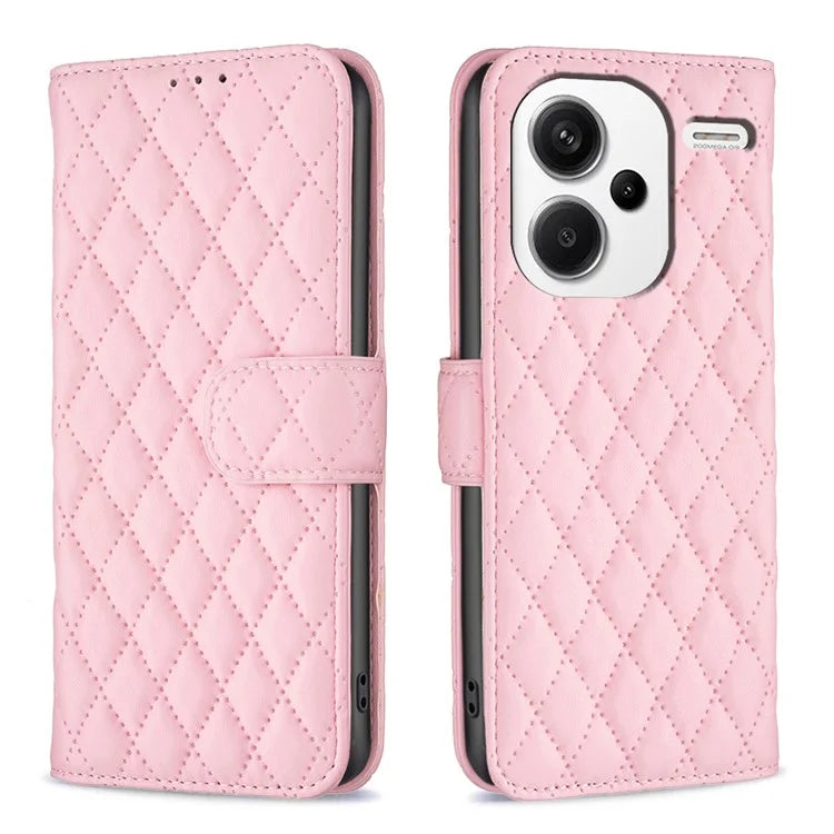 BINFEN COLOR BF Style-14 For Xiaomi Redmi Note 13 Pro+ 5G Case Leather Rhombus Phone Cover