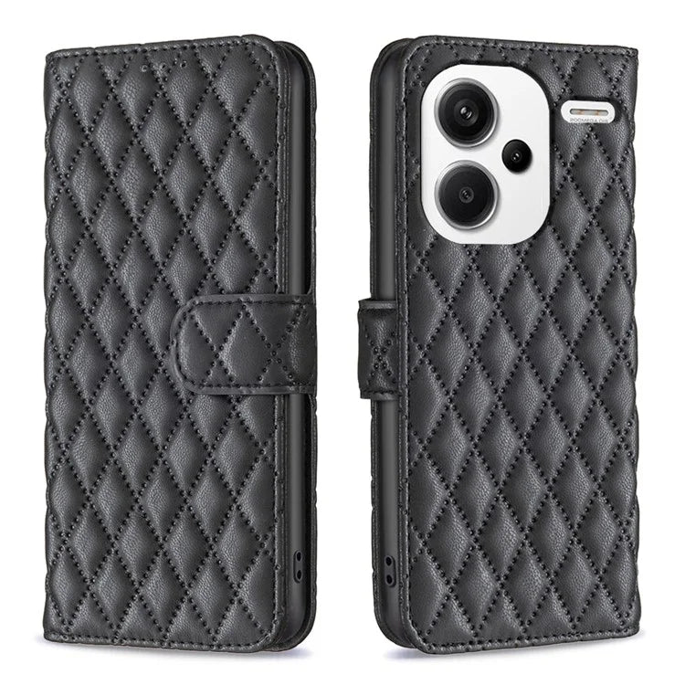 BINFEN COLOR BF Style-14 For Xiaomi Redmi Note 13 Pro+ 5G Case Leather Rhombus Phone Cover